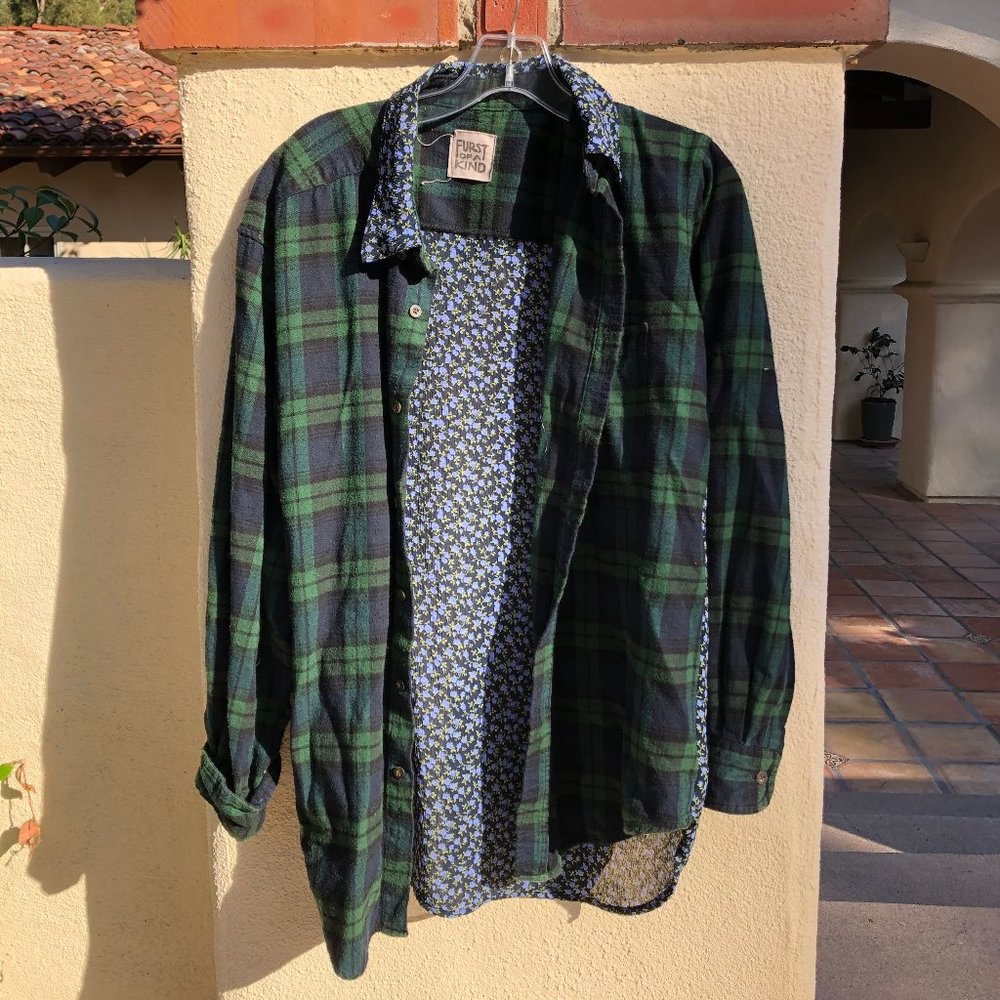 Flannel shirt with floral detailing